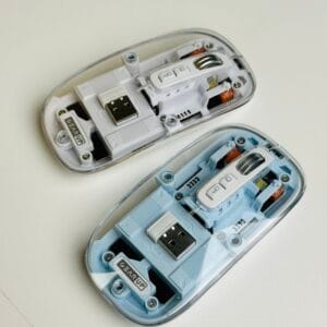 GearUP WM30 Transparent Crystal 2.4G + Bluetooth Magnetic Wireless Mouse- Blue Color